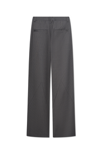 Back view of the gray pinstripe women’s trouser